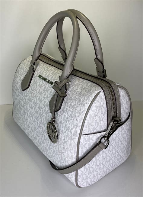 michael kors white duffle bag